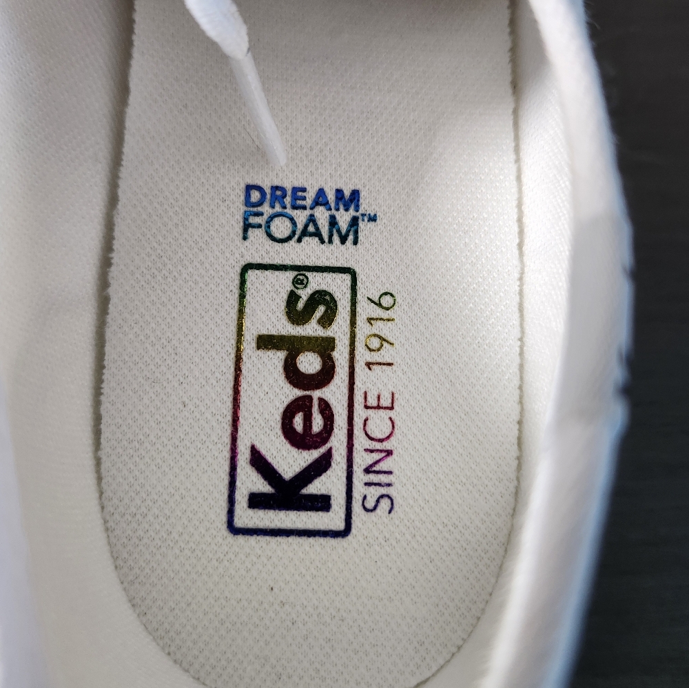 Keds Kickstart Triple White Rainbow Wave Stripe Platform Sneakers Size 8M NWOB - Picture 7 of 7